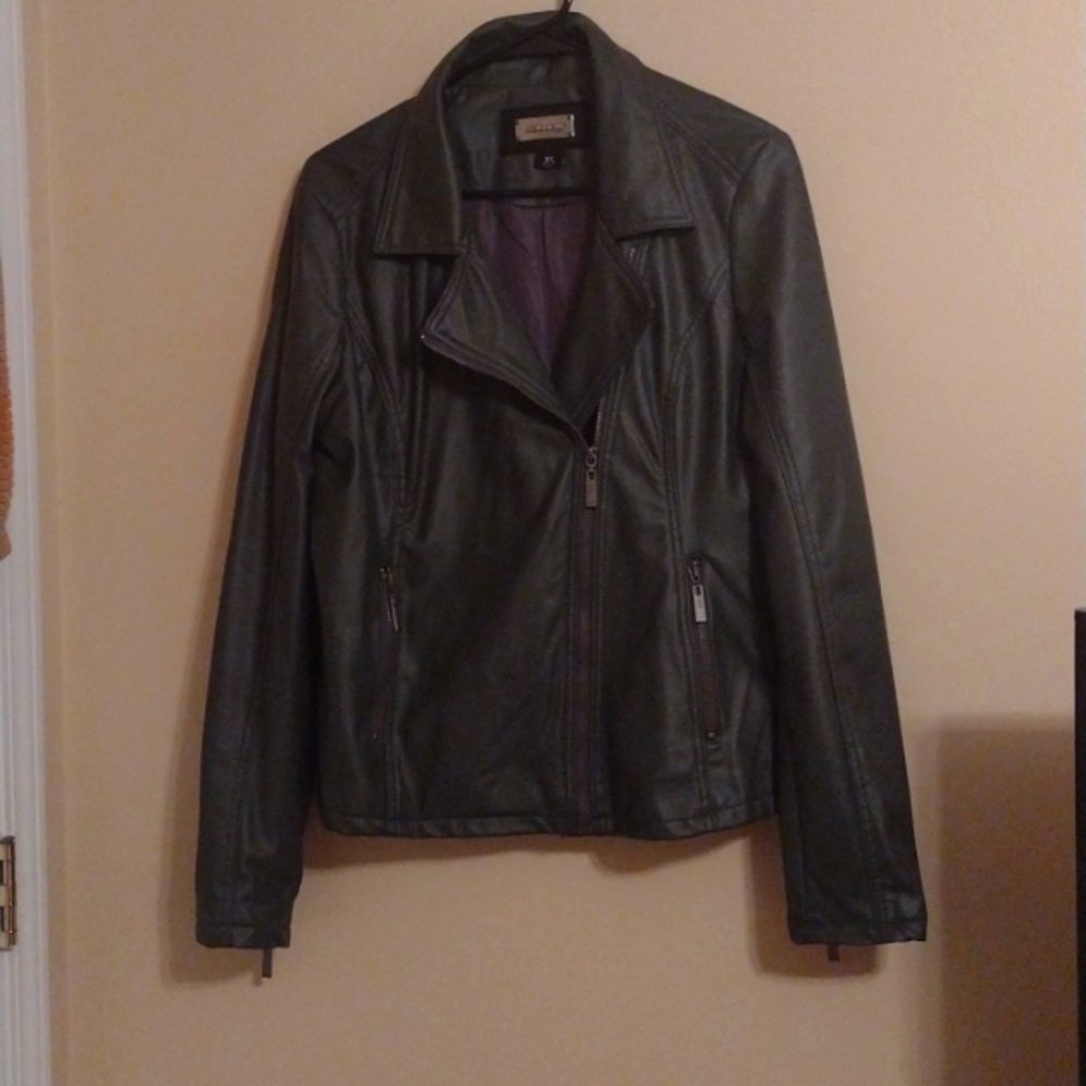 Dark Green faux leather jacket